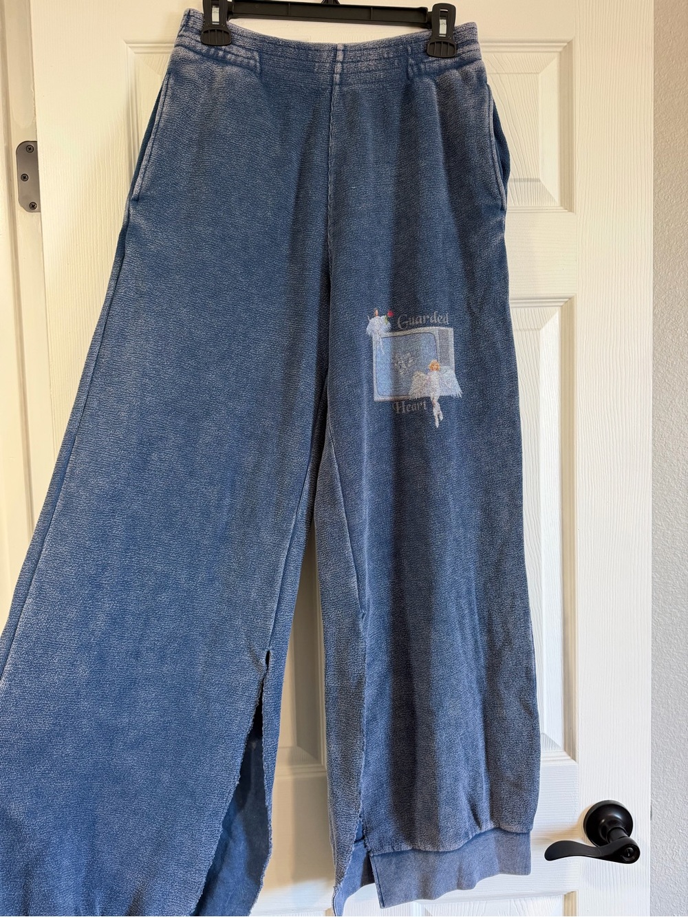 Boys Lie Guarded Angel Distressed Flare Sweatpants w/Side Slit in Leg